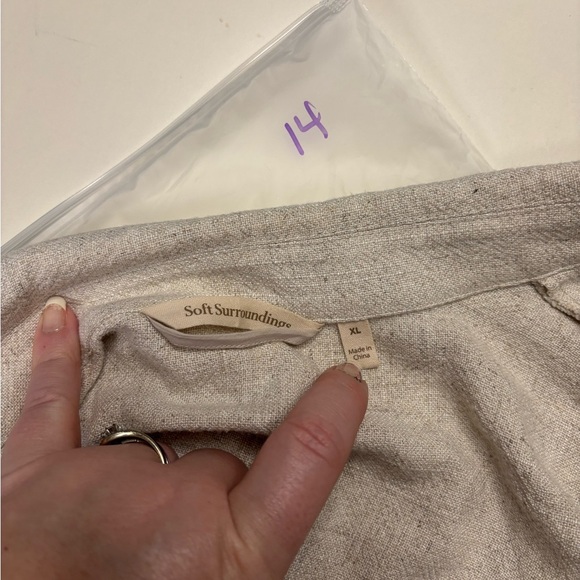 Soft Surroundings Linen Blend Minimalist Single Button Blazer Size XL Lagenlook - Picture 6 of 7